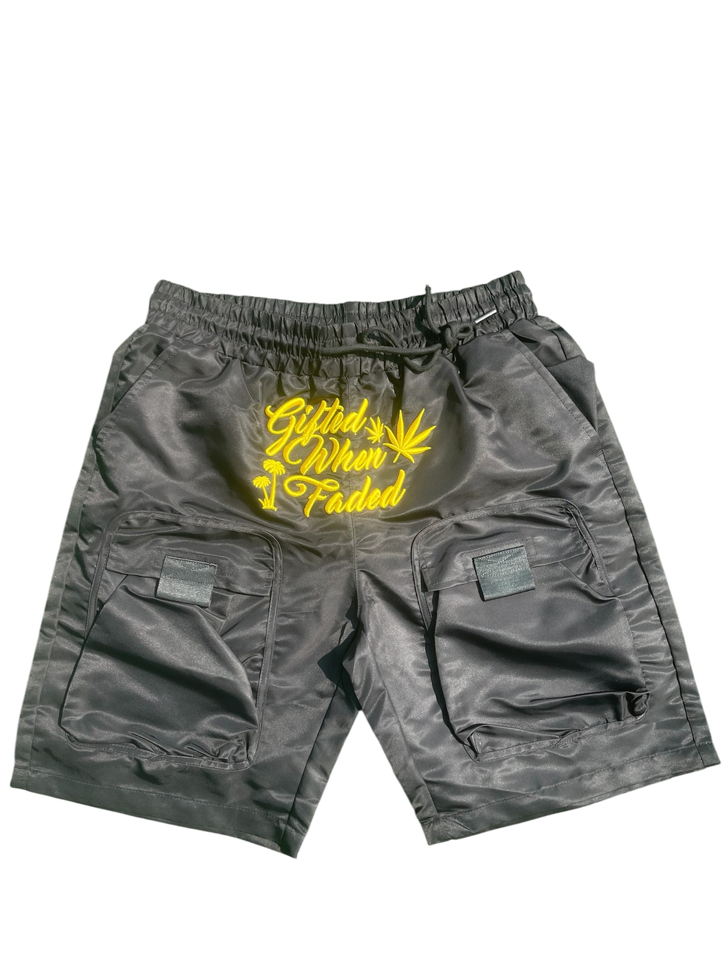 Nylon 3D embroidered cargo shorts