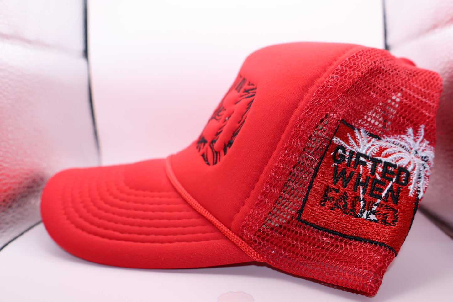 Red & black “FADED” Palm truck hat