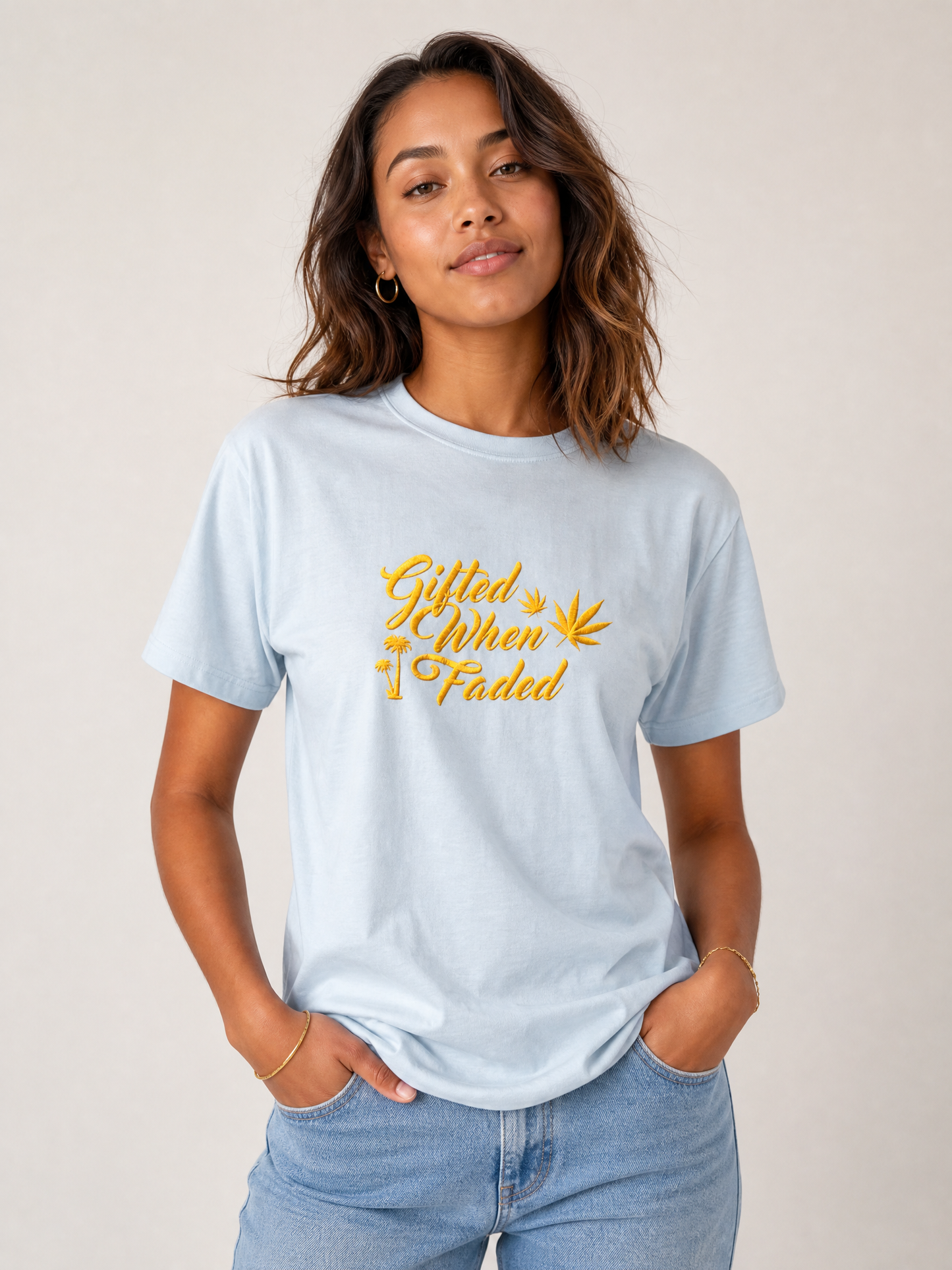 Gifted When Faded “Respire” sky blue unisex tee