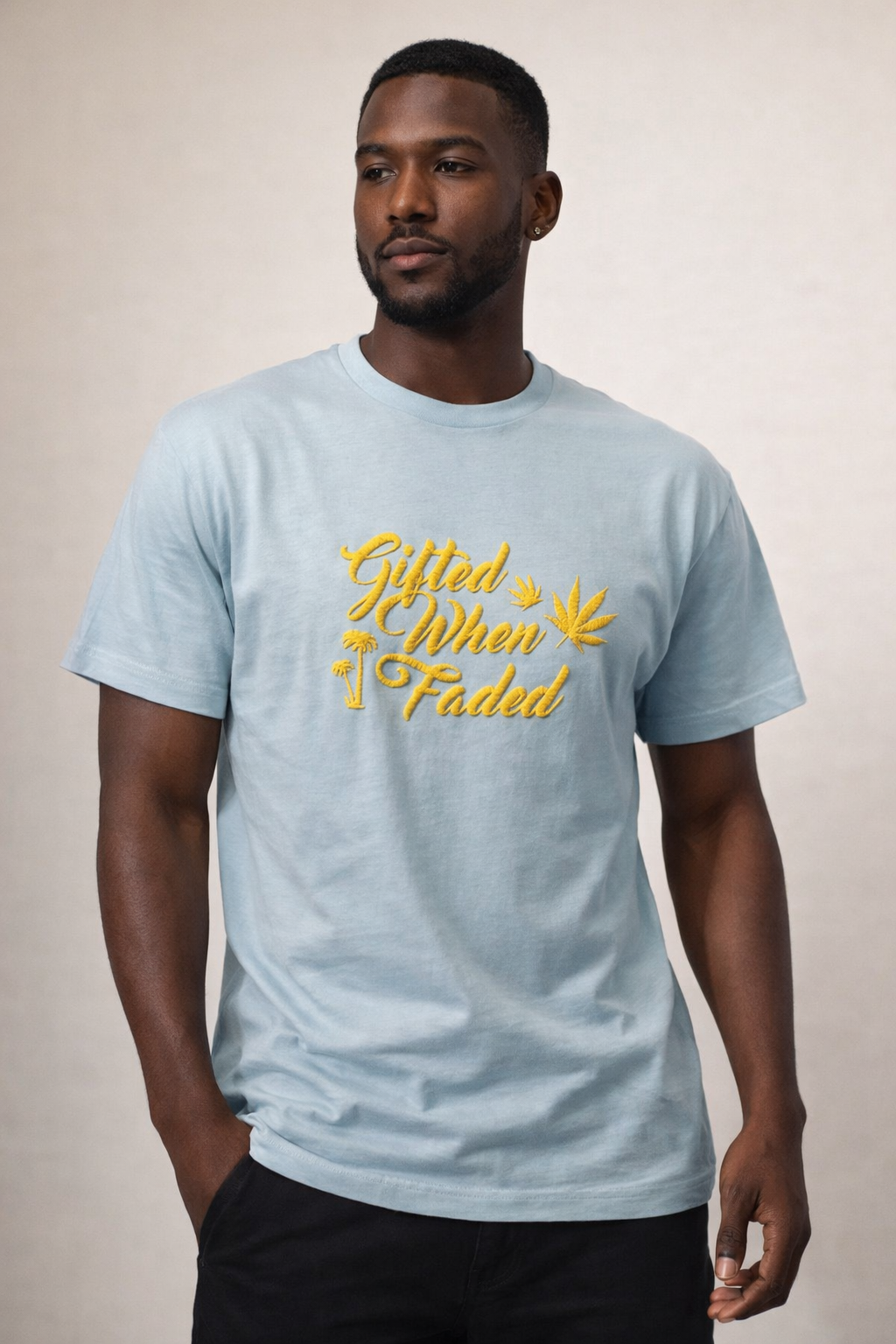 Gifted When Faded “Respire” sky blue unisex tee
