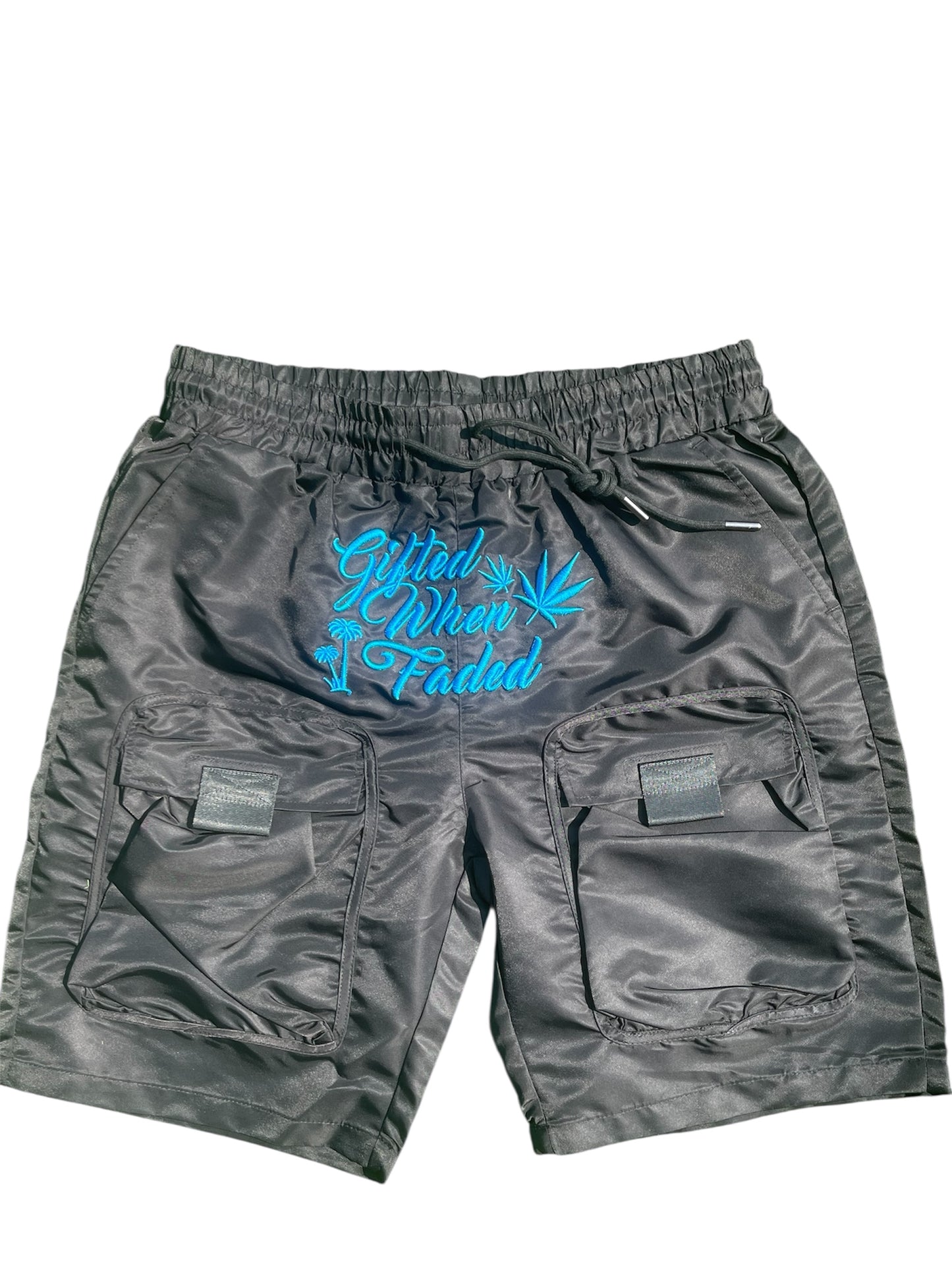 Nylon 3D embroidered cargo shorts
