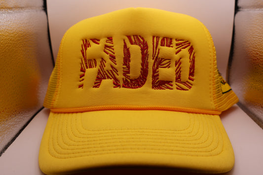 Yellow & Red “FADED” trucker hat