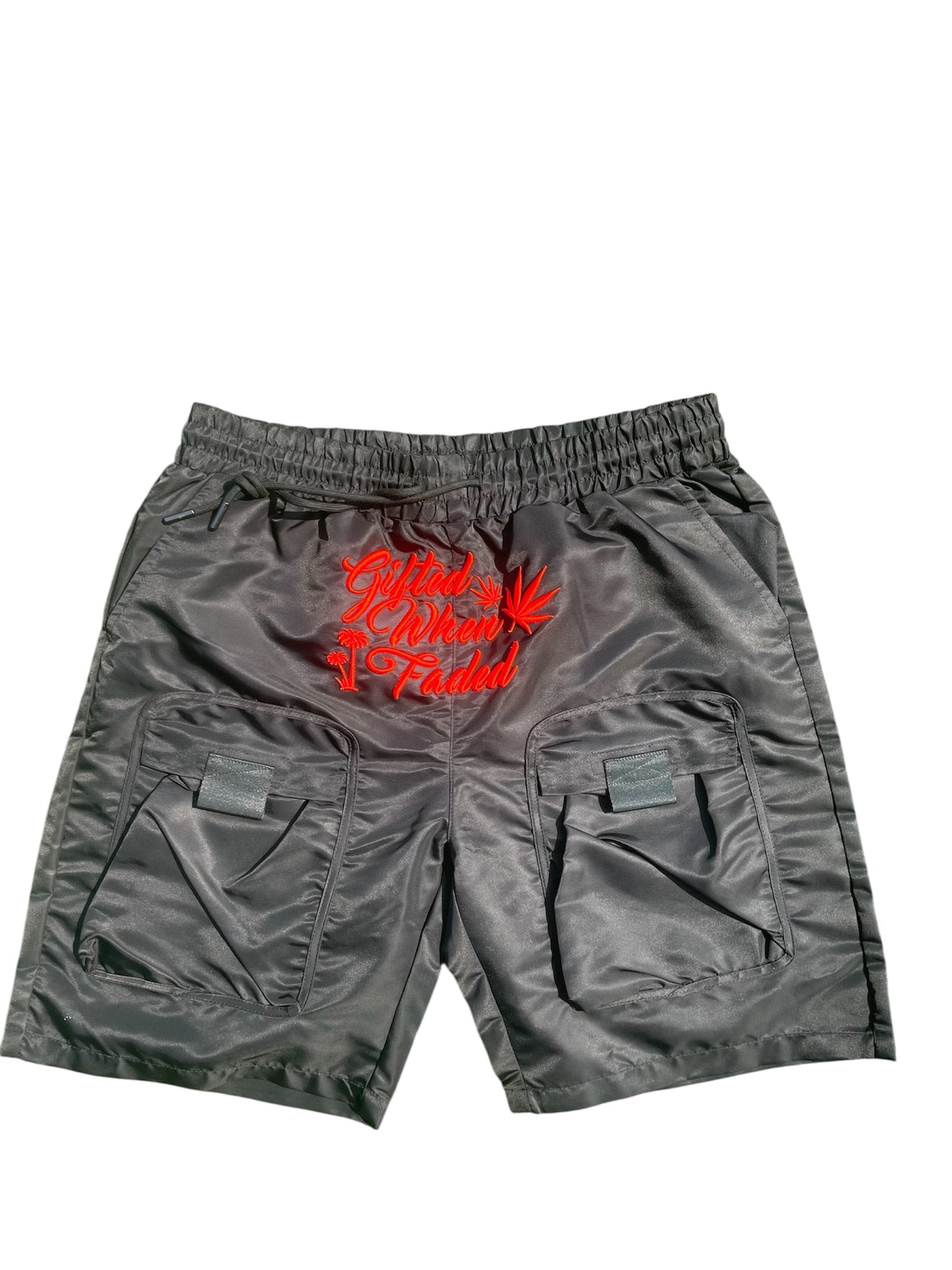 Nylon 3D embroidered cargo shorts