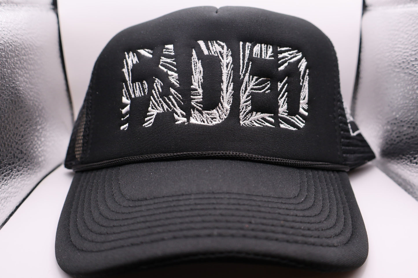 Black & White “FADED” Palm trucker hat