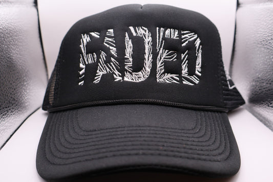 Black & White “FADED” Palm trucker hat
